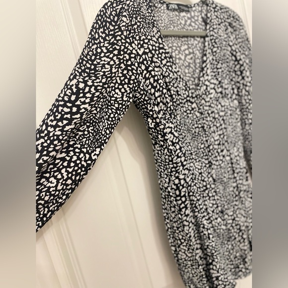 Zara Black and White Leopard Print Mini Dress - Picture 4 of 7